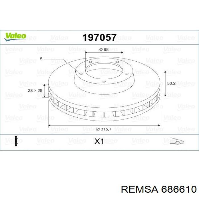 Передние тормозные диски 686610 Remsa