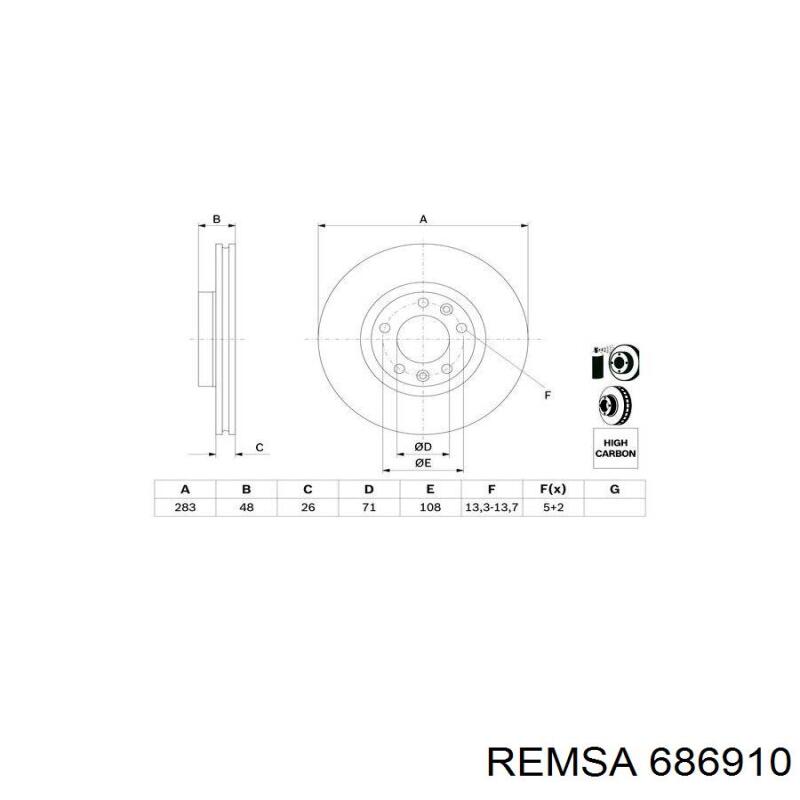 Тормоз дисковый передний Remsa 686910 цена, от 42.24 USD