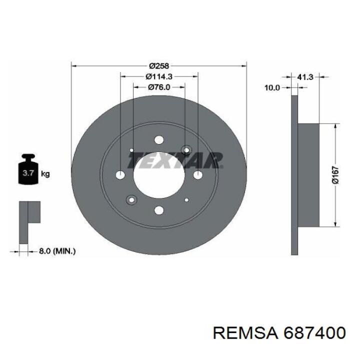 Задний тормозной диск Remsa 687400 цена, от 24.38 USD