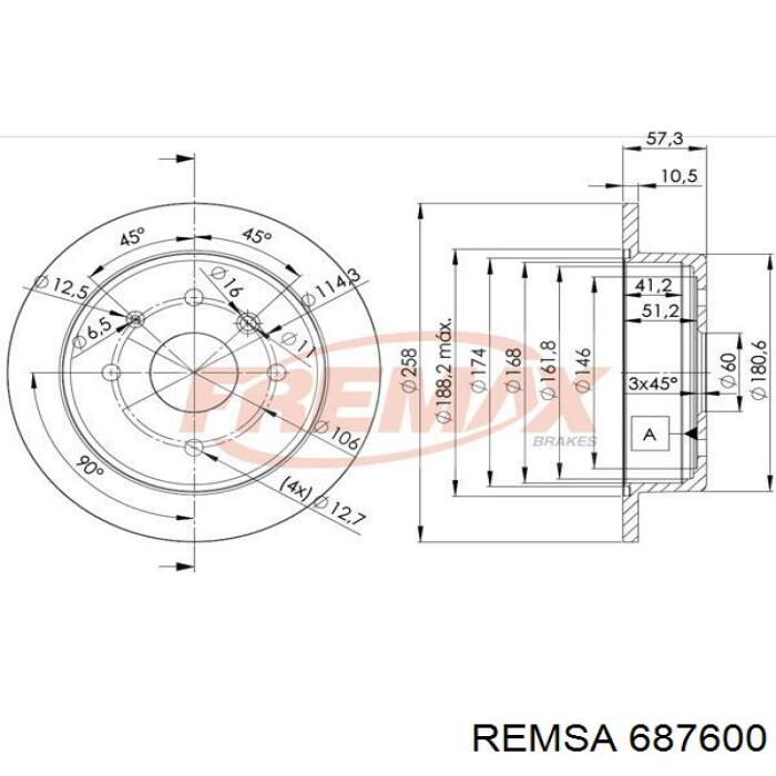 Купить 687600 Remsa Диск тормозной задний