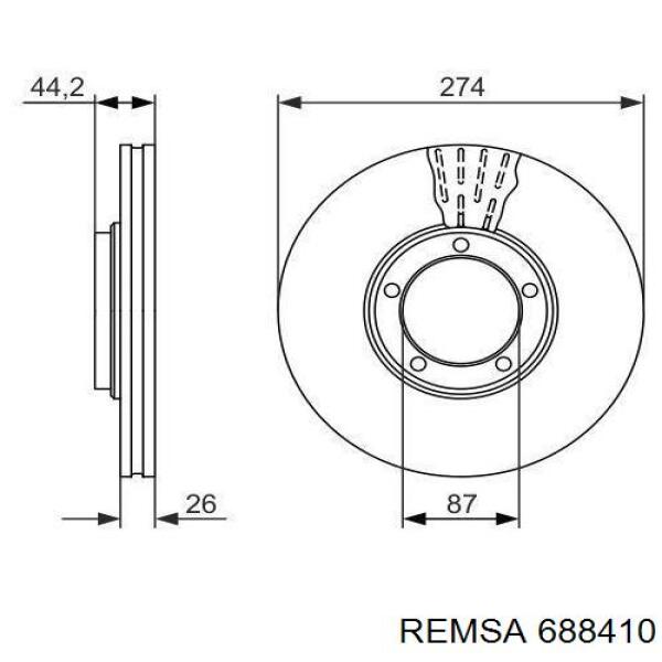 Передние тормозные диски 688410 Remsa