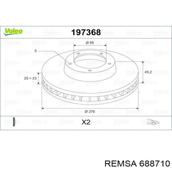688710 Remsa Диск тормозной передний