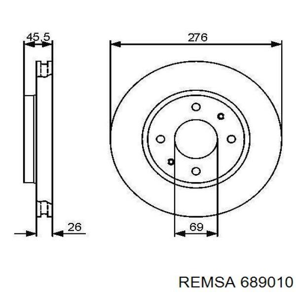 Передний тормозной диск Remsa 689010