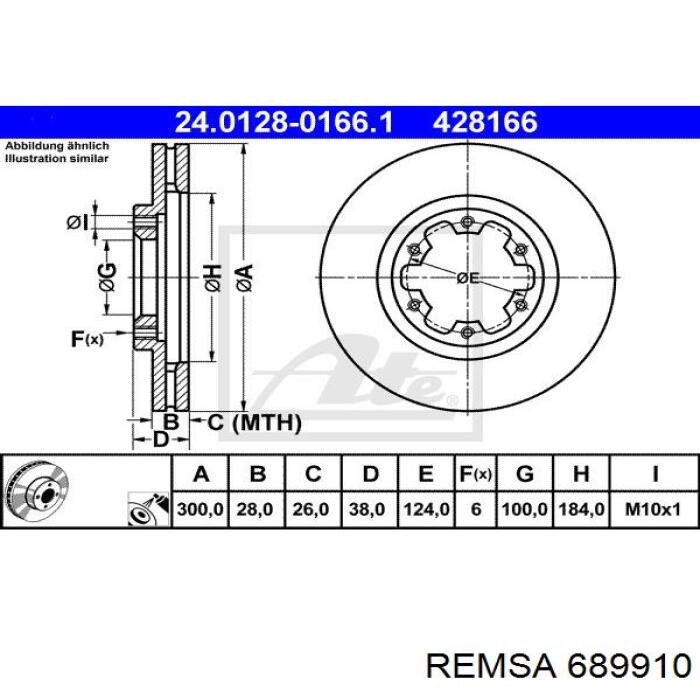 689910 Remsa Диск тормозной передний