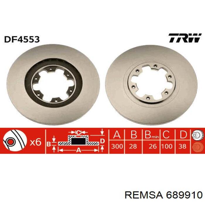 Тормоз дисковый передний Remsa 689910 цена, от 58.63 USD