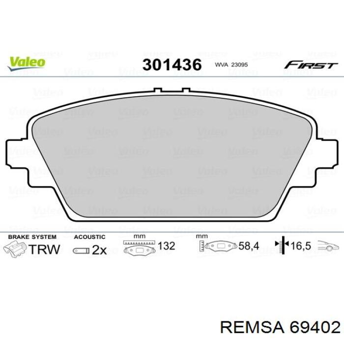 69402 Remsa Колодки передние