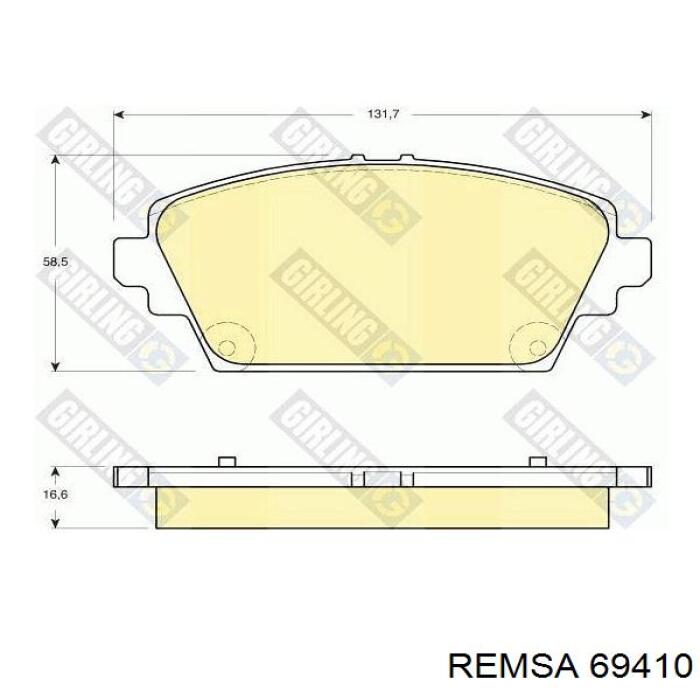 Передние тормозные колодки 69410 Remsa