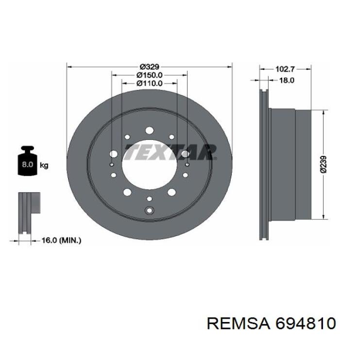Тормозные диски 694810 Remsa