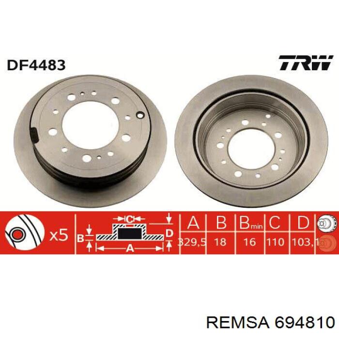 Задний тормозной диск Remsa 694810 цена, от 63.82 USD
