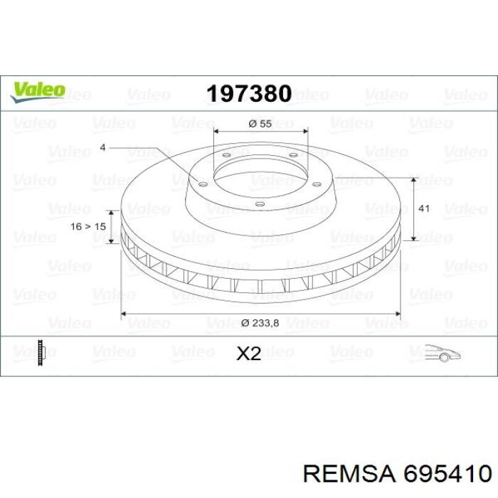 Передние тормозные диски 695410 Remsa