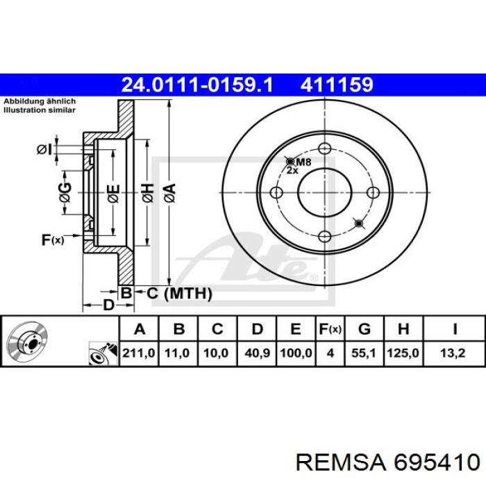 Передний тормозной диск Remsa 695410