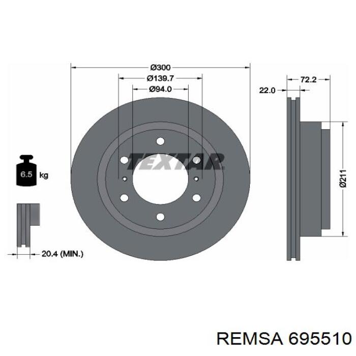 Диск тормозной задний REMSA 695510