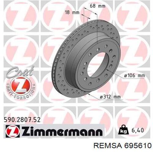 Задний тормозной диск Remsa 695610 цена, от 40.20 USD
