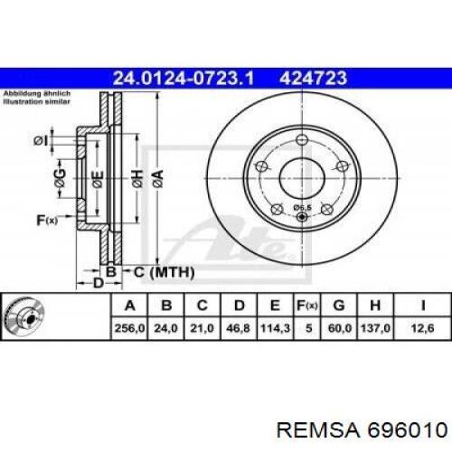 Передние тормозные диски 696010 Remsa