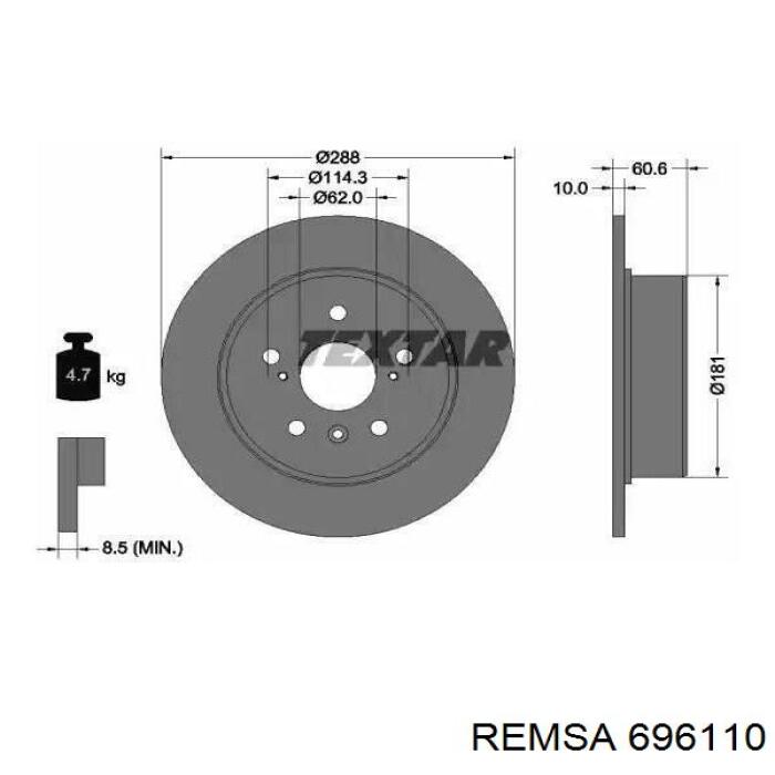 Купить 696110 Remsa Диск тормозной задний
