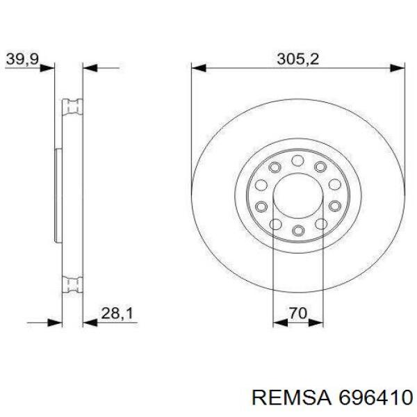 Передние тормозные диски 696410 Remsa