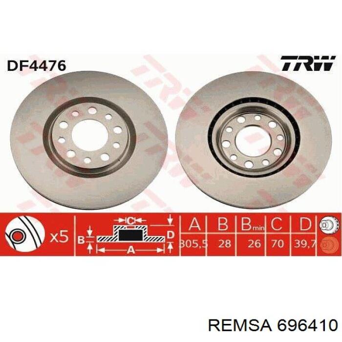 Передний тормозной диск Remsa 696410