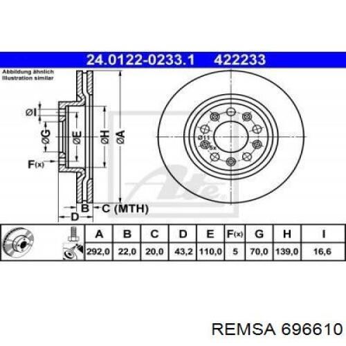 Задний дисковый тормоз Remsa 696610