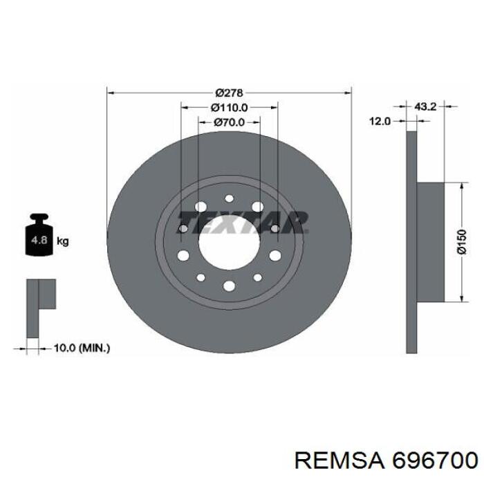 Задний тормозной диск Remsa 696700 цена, от 38.16 USD