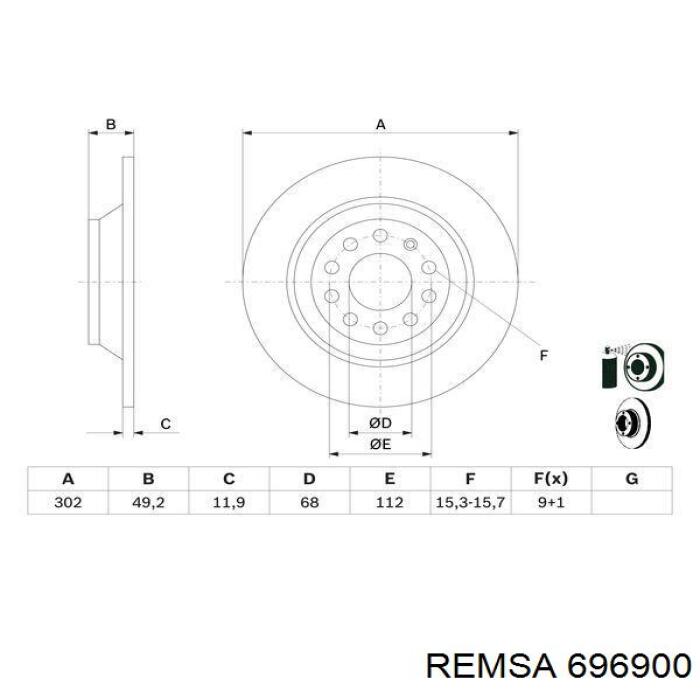 Задний дисковый тормоз Remsa 696900