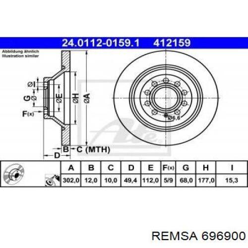 Тормозные диски 696900 Remsa