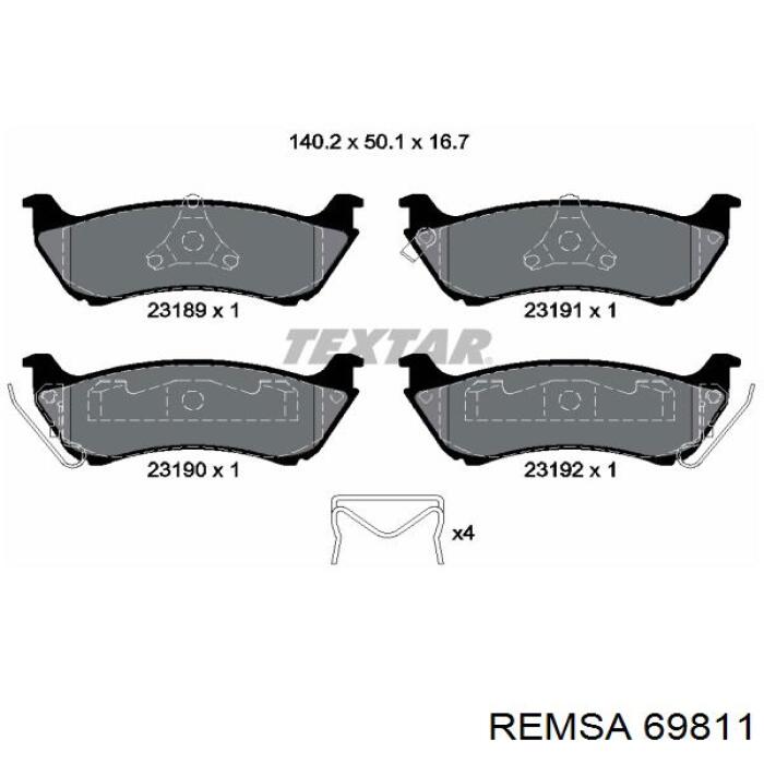 69811 Remsa Колодки тормозные дисковые комплект