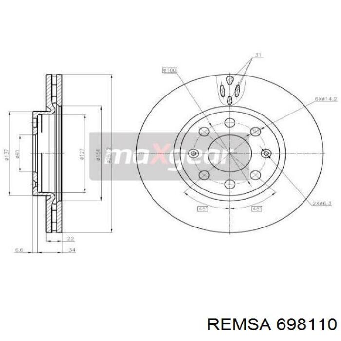 Тормоз дисковый передний Remsa 698110 цена, от 29.71 USD