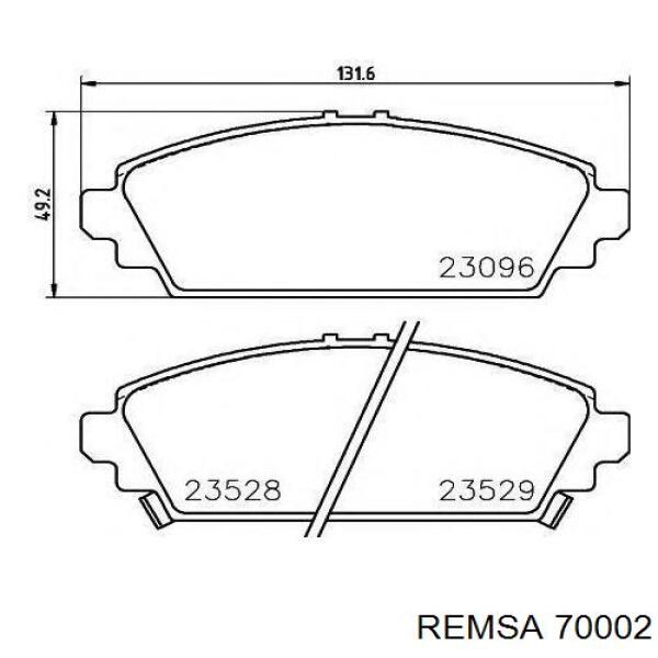 Передние тормозные колодки 70002 Remsa