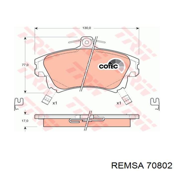 Колодки Remsa 70802 цена, от 22.80 USD