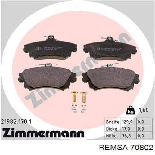Колодки Remsa 70802 цена, от 22.80 USD