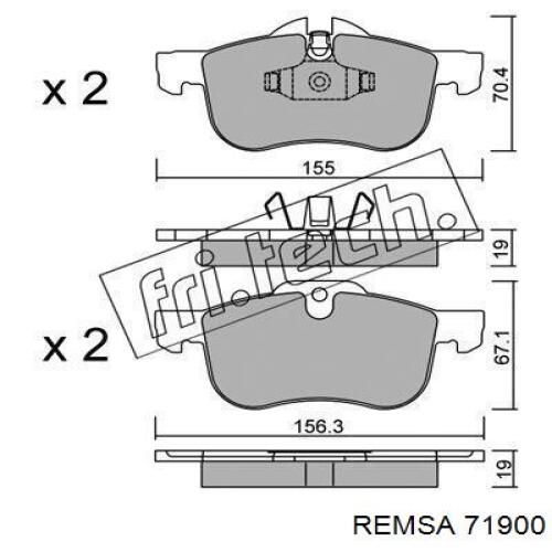 Передние тормозные колодки 71900 Remsa