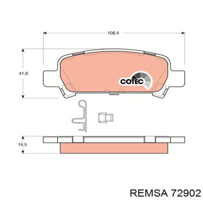 Задние тормозные колодки 72902 Remsa