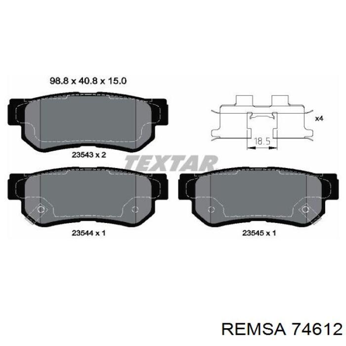 Задние тормозные колодки 74612 Remsa