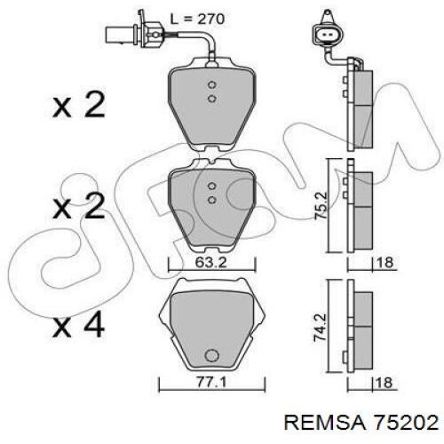 Передние тормозные колодки 75202 Remsa