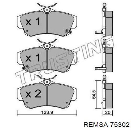 Передние тормозные колодки 75302 Remsa