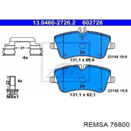 Передние тормозные колодки 76800 Remsa