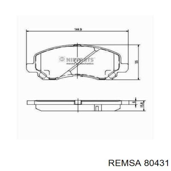 Передние тормозные колодки 80431 Remsa