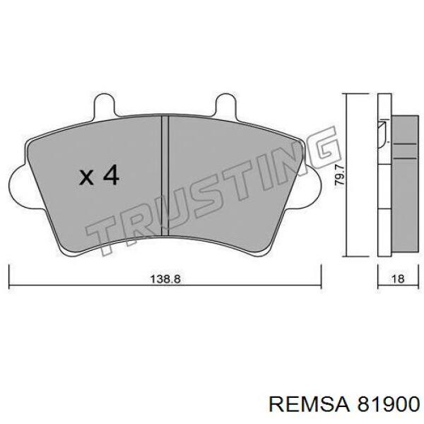 81900 Remsa Колодки передние