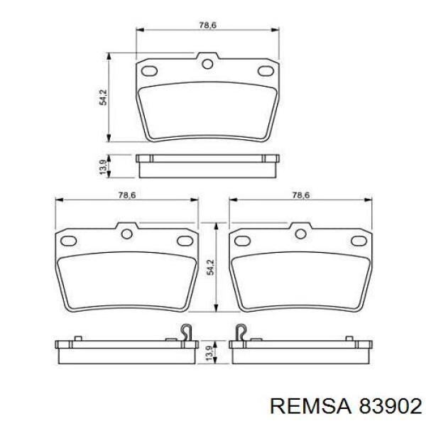Задние тормозные колодки 83902 Remsa