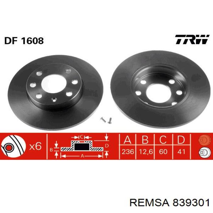 Передние тормозные колодки 839301 Remsa