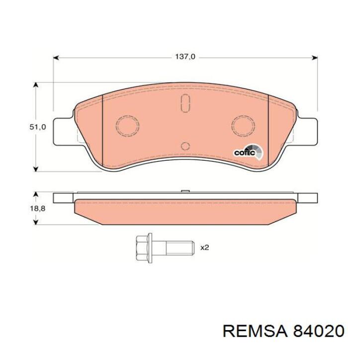 84020 Remsa Колодки передние