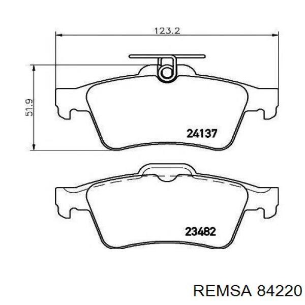 84220 Remsa колодки тормозные задние дисковые