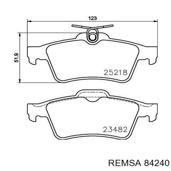 Задние тормозные колодки 84240 Remsa