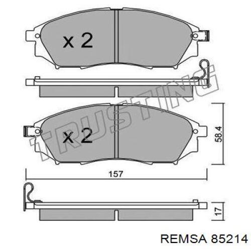 85214 Remsa колодки тормозные передние дисковые