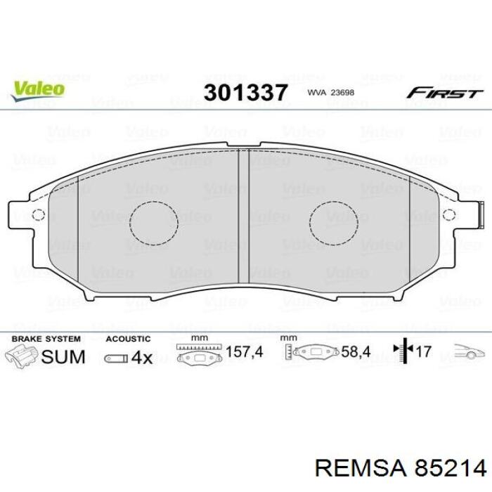 Купить 85214 Remsa Колодки тормозные
