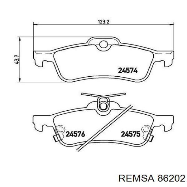 Задние тормозные колодки 86202 Remsa