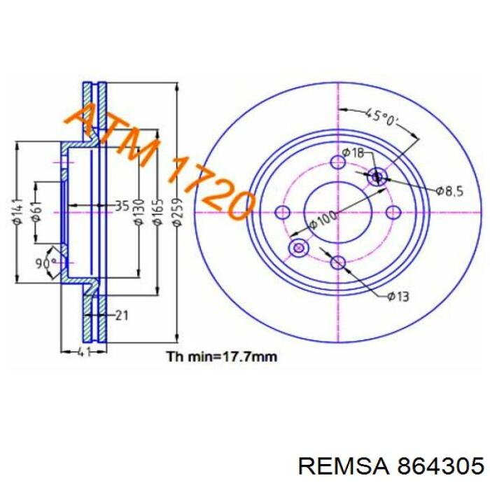 864305 Remsa Колодки передние