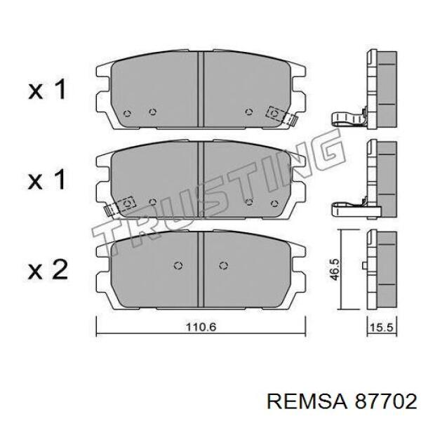 Задние тормозные колодки 87702 Remsa