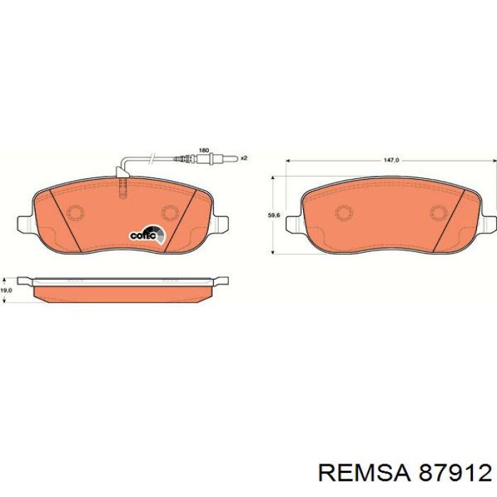 87912 Remsa колодки тормозные передние дисковые