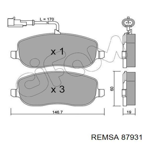 Передние тормозные колодки 87931 Remsa